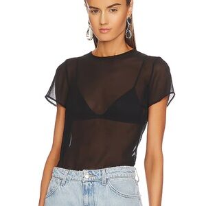 NBD Black Sheer T-Shirt Style Top See Through Transparent from Revolve